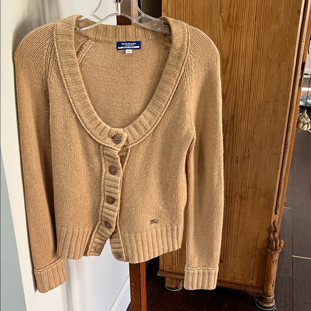 Burberry Camel Button-Up Cardigan 38 vintage
